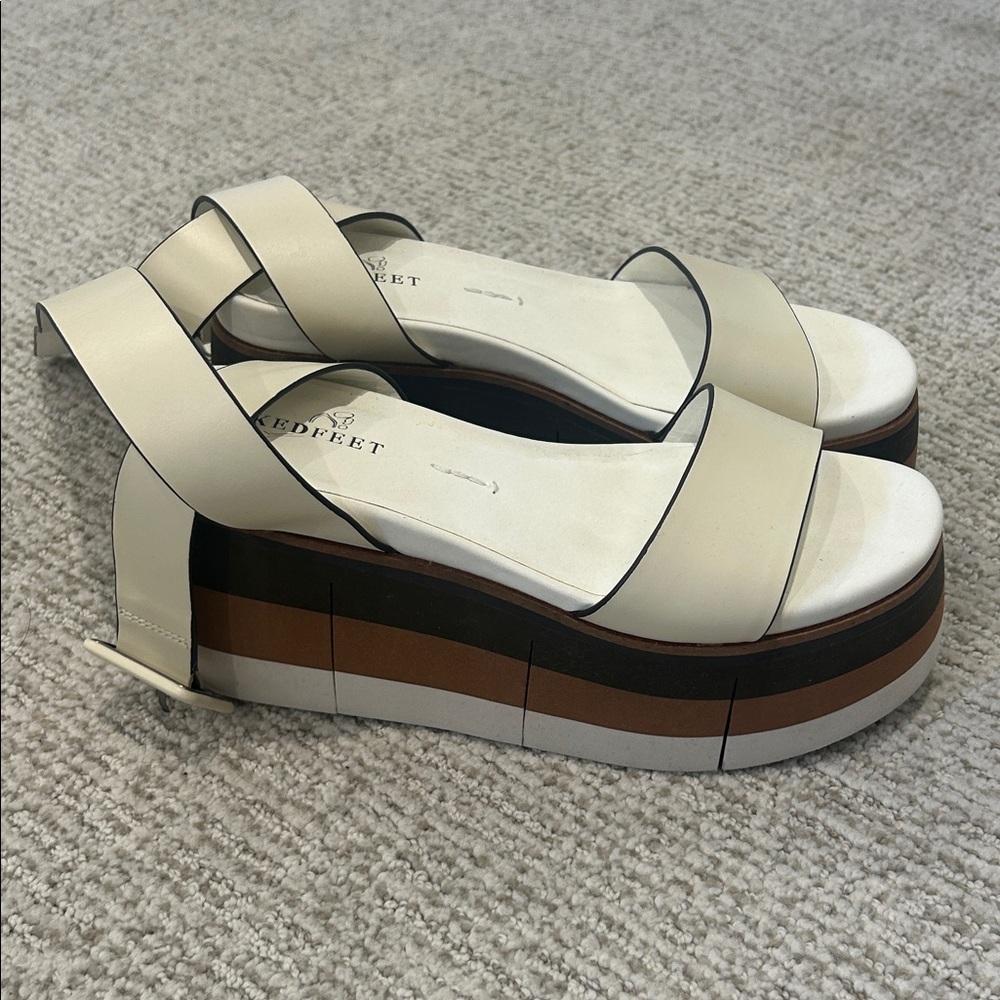 Naked Feet Cream and Brown Wedges